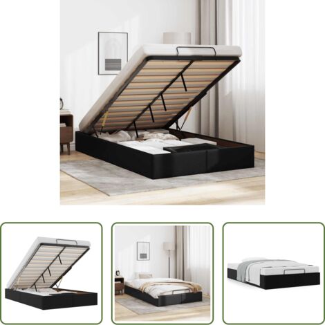 Estructura de cama -  Estructura de cama otomana sin colchón negro 120x200 cm