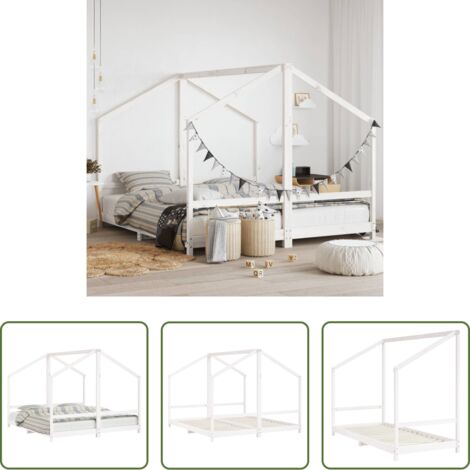 Estructura de cama -  Estructura de cama para niños madera pino blanco 2x(90x200) cm