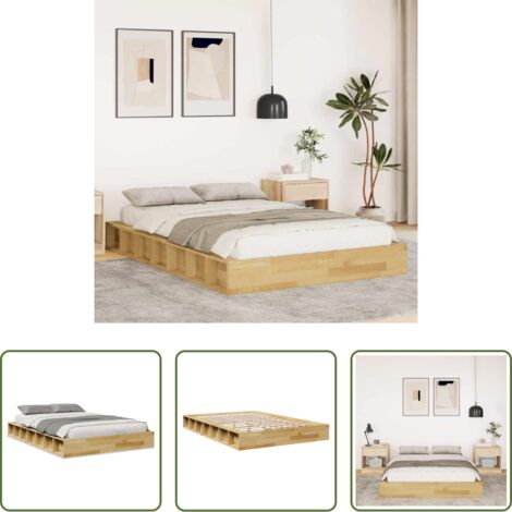 Estructura de cama -  Estructura de cama sin colchón 120x190 cm madera maciza roble