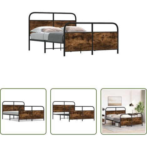 Estructura de cama -  Estructura de cama sin colchón 120x190 cm madera roble ahumado