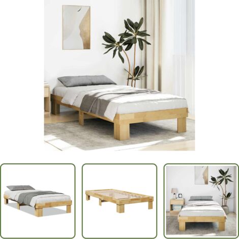 Estructura de cama -  Estructura de cama sin colchón 75x190 cm madera maciza roble