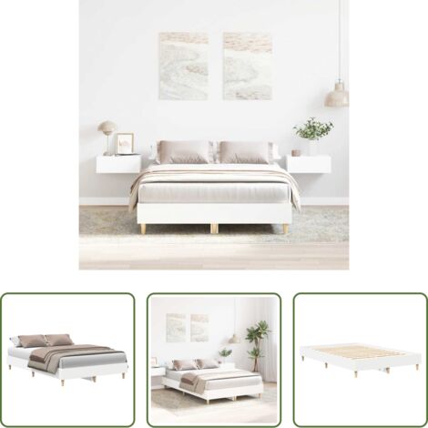 Estructura de cama -  Estructura de cama sin colchón blanca 120x190 cm madera