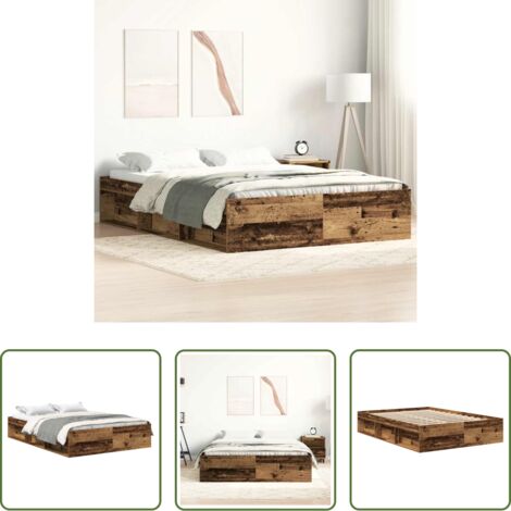 Estructura de cama -  Estructura de cama sin colchón madera antigua 120x190 cm