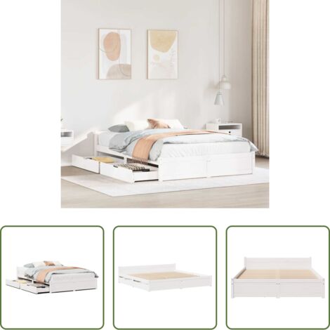 Estructura de cama -  Estructura de cama sin colchón madera de pino blanca 120x200 cm