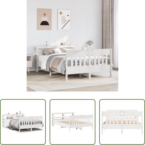 Estructura de cama -  Estructura de cama sin colchón madera de pino blanca 150x200 cm
