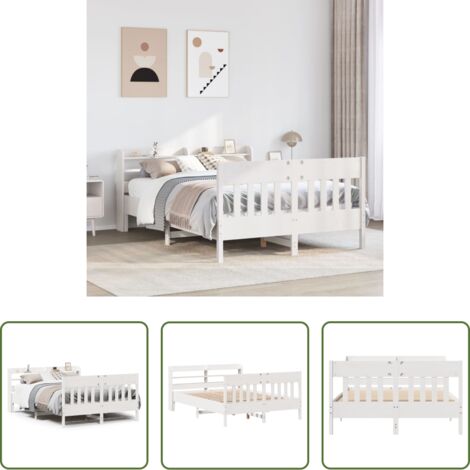 Estructura de cama -  Estructura de cama sin colchón madera de pino blanca 150x200 cm