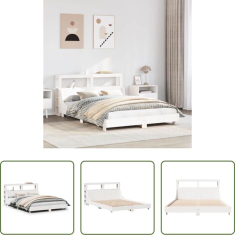 Estructura de cama -  Estructura de cama sin colchón madera de pino blanca 150x200 cm