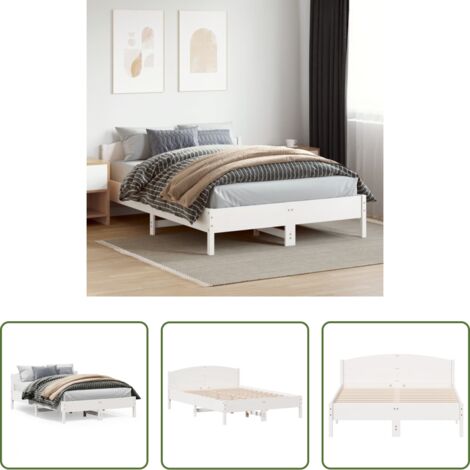 Estructura de cama -  Estructura de cama sin colchón madera de pino blanca 150x200 cm