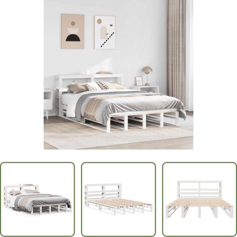 Estructura de cama -  Estructura de cama sin colchón madera de pino blanca 150x200 cm