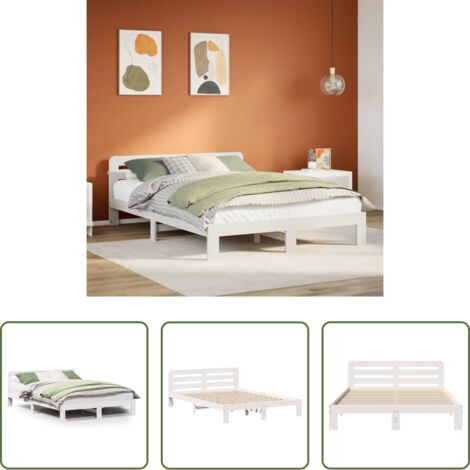 Estructura de cama -  Estructura de cama sin colchón madera de pino blanca 150x200 cm