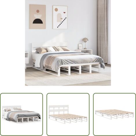 Estructura de cama -  Estructura de cama sin colchón madera de pino blanca 150x200 cm