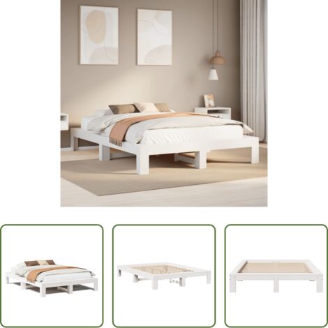 Estructura de cama -  Estructura de cama sin colchón madera de pino blanca 150x200 cm