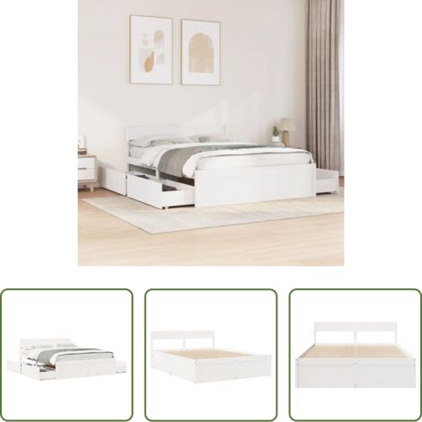 Estructura de cama -  Estructura de cama sin colchón madera de pino blanca 150x200 cm