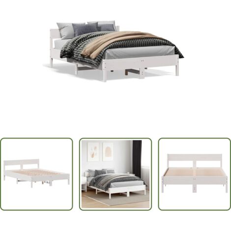 Estructura de cama -  Estructura de cama sin colchón madera de pino blanca 150x200 cm