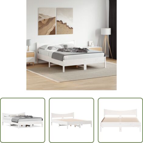 Estructura de cama -  Estructura de cama sin colchón madera de pino blanca 150x200 cm