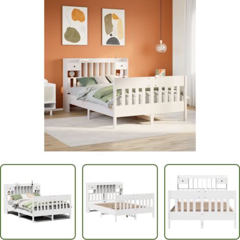 Estructura de cama -  Estructura de cama sin colchón madera de pino blanca 150x200 cm
