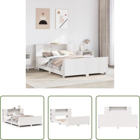 Estructura de cama -  Estructura de cama sin colchón madera de pino blanca 150x200 cm