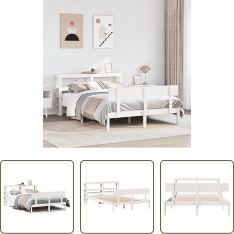 Estructura de cama -  Estructura de cama sin colchón madera de pino blanca 150x200 cm