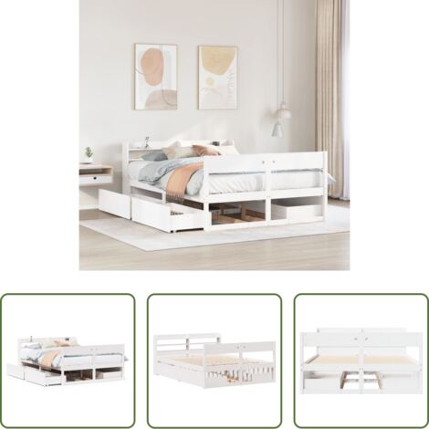 Estructura de cama -  Estructura de cama sin colchón madera de pino blanca 150x200 cm