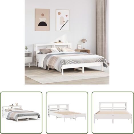 Estructura de cama -  Estructura de cama sin colchón madera de pino blanca 150x200 cm