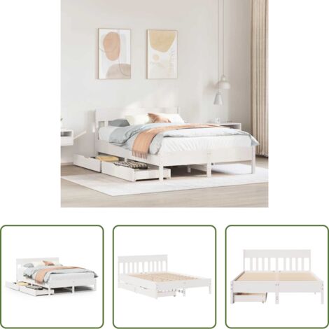 Estructura de cama -  Estructura de cama sin colchón madera de pino blanca 150x200 cm