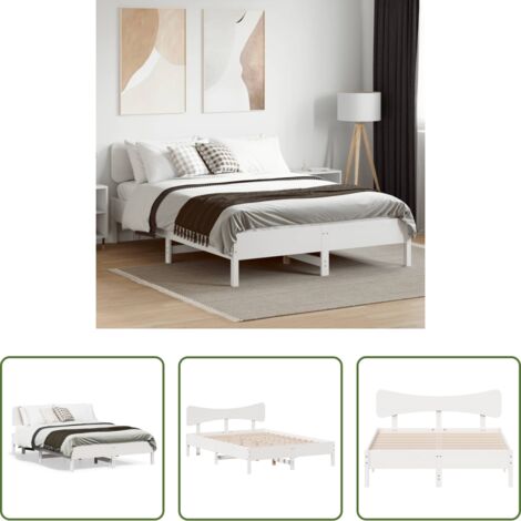 Estructura de cama -  Estructura de cama sin colchón madera de pino blanca 150x200 cm