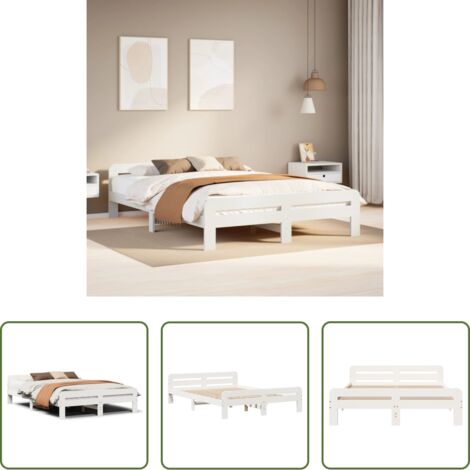 Estructura de cama -  Estructura de cama sin colchón madera de pino blanca 150x200 cm