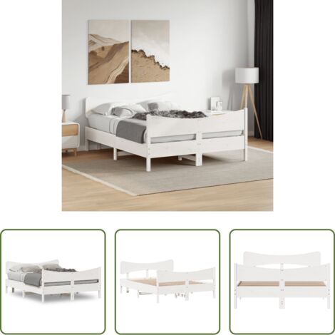 Estructura de cama -  Estructura de cama sin colchón madera de pino blanca 150x200 cm