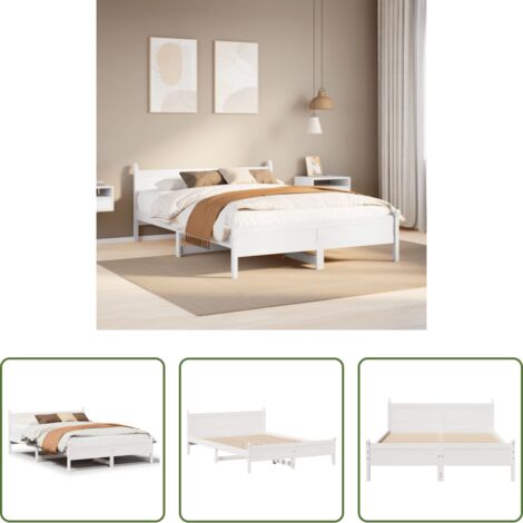 Estructura de cama -  Estructura de cama sin colchón madera de pino blanca 150x200 cm