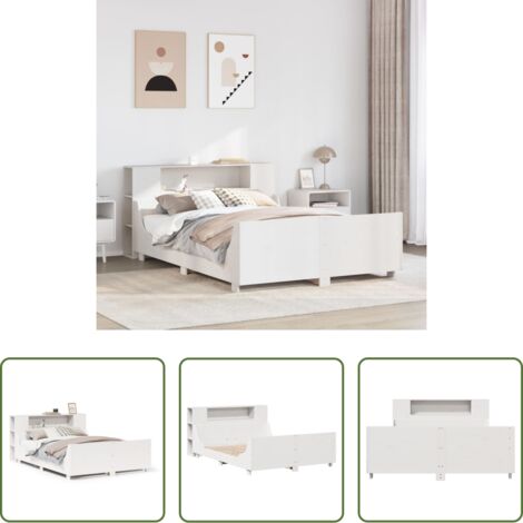 Estructura de cama -  Estructura de cama sin colchón madera de pino blanca 150x200 cm
