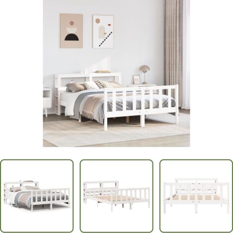 Estructura de cama -  Estructura de cama sin colchón madera de pino blanca 150x200 cm