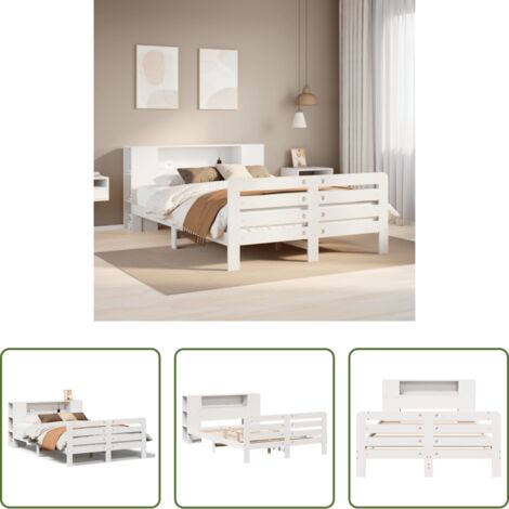 Estructura de cama -  Estructura de cama sin colchón madera de pino blanca 150x200 cm