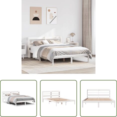 Estructura de cama -  Estructura de cama sin colchón madera de pino blanco 135x190 cm