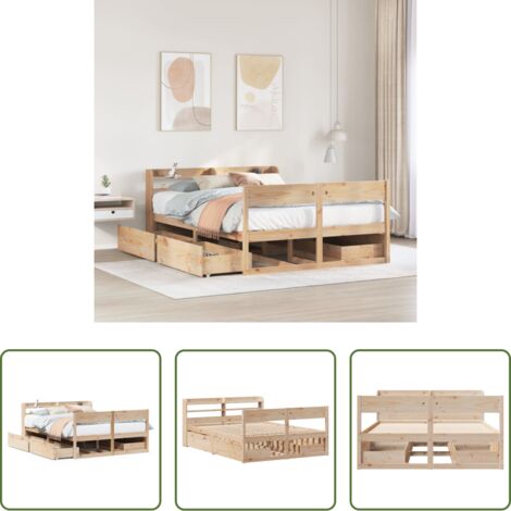 Estructura de cama -  Estructura de cama sin colchón madera de pino blanco 150x200 cm