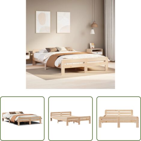 Estructura de cama -  Estructura de cama sin colchón madera de pino blanco 150x200 cm