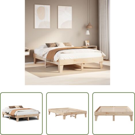 Estructura de cama -  Estructura de cama sin colchón madera de pino blanco 150x200 cm