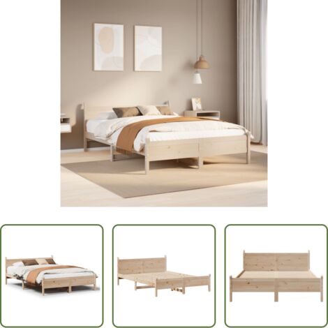 Estructura de cama -  Estructura de cama sin colchón madera de pino blanco 150x200 cm