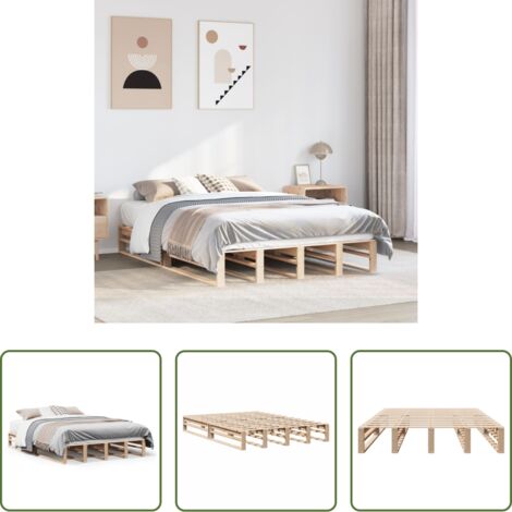 Estructura de cama -  Estructura de cama sin colchón madera de pino blanco 150x200 cm