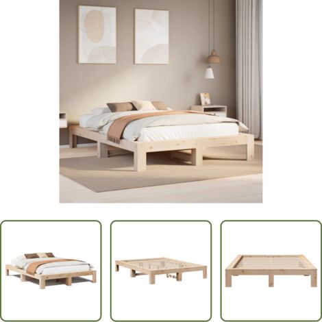 Estructura de cama -  Estructura de cama sin colchón madera de pino blanco 150x200 cm