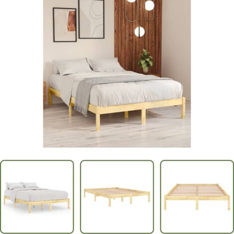 Estructura de cama -  Estructura de cama sin colchón madera maciza 160x200 cm