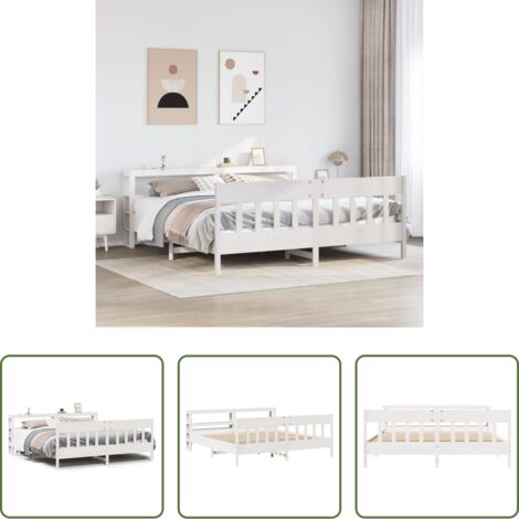Estructura de cama -  Estructura de cama sin colchón madera maciza blanca 200x200 cm