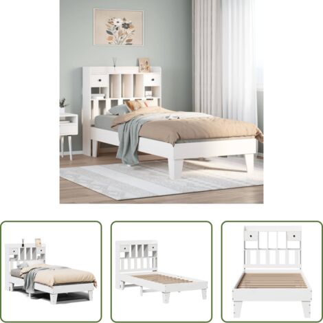 Estructura de cama -  Estructura de cama sin colchón madera maciza blanca 75x190 cm