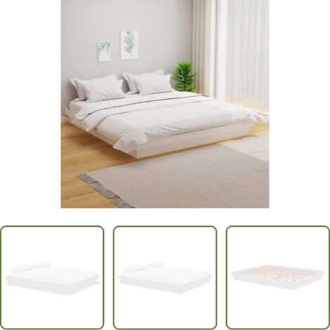 Estructura de cama -  Estructura de cama sin colchón madera maciza blanco 160x200 cm