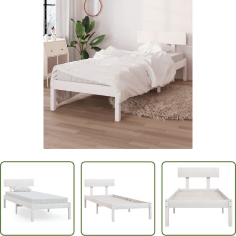 Estructura de cama -  Estructura de cama sin colchón madera maciza blanco 90x200 cm