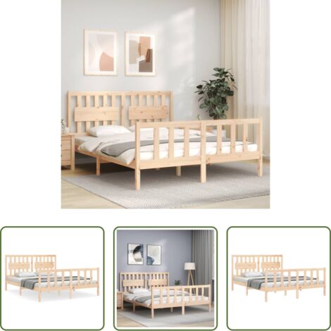 Estructura de cama -  Estructura de cama sin colchón madera maciza de pino 160x200 cm