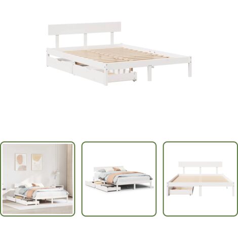 Estructura de cama -  Estructura de cama sin colchón madera maciza de pino 160x200 cm