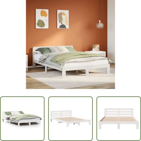 Estructura de cama -  Estructura de cama sin colchón madera maciza de pino 160x200 cm
