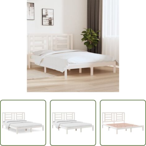 Estructura de cama -  Estructura de cama sin colchón madera maciza de pino 160x200 cm
