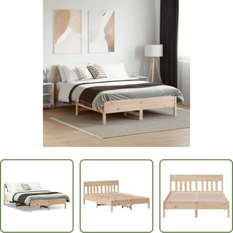 Estructura de cama -  Estructura de cama sin colchón madera maciza de pino 160x200 cm