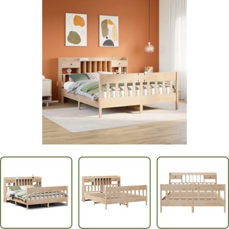 Estructura de cama -  Estructura de cama sin colchón madera maciza de pino 180x200 cm